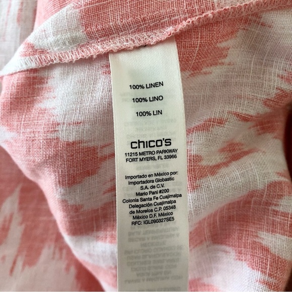 Chico’s Ikat Linen Jacket Open Front Cardigan in Sunrise Orange Size - Picture 9 of 9